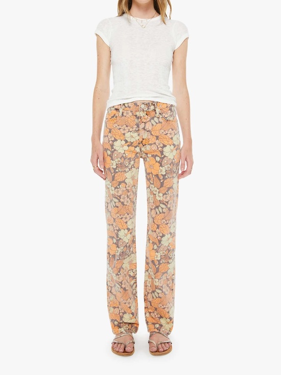 MOTHER Denim - Mother Kick It Orange Blossom Jeans Size 27 High Rise Straight Floral Hippie